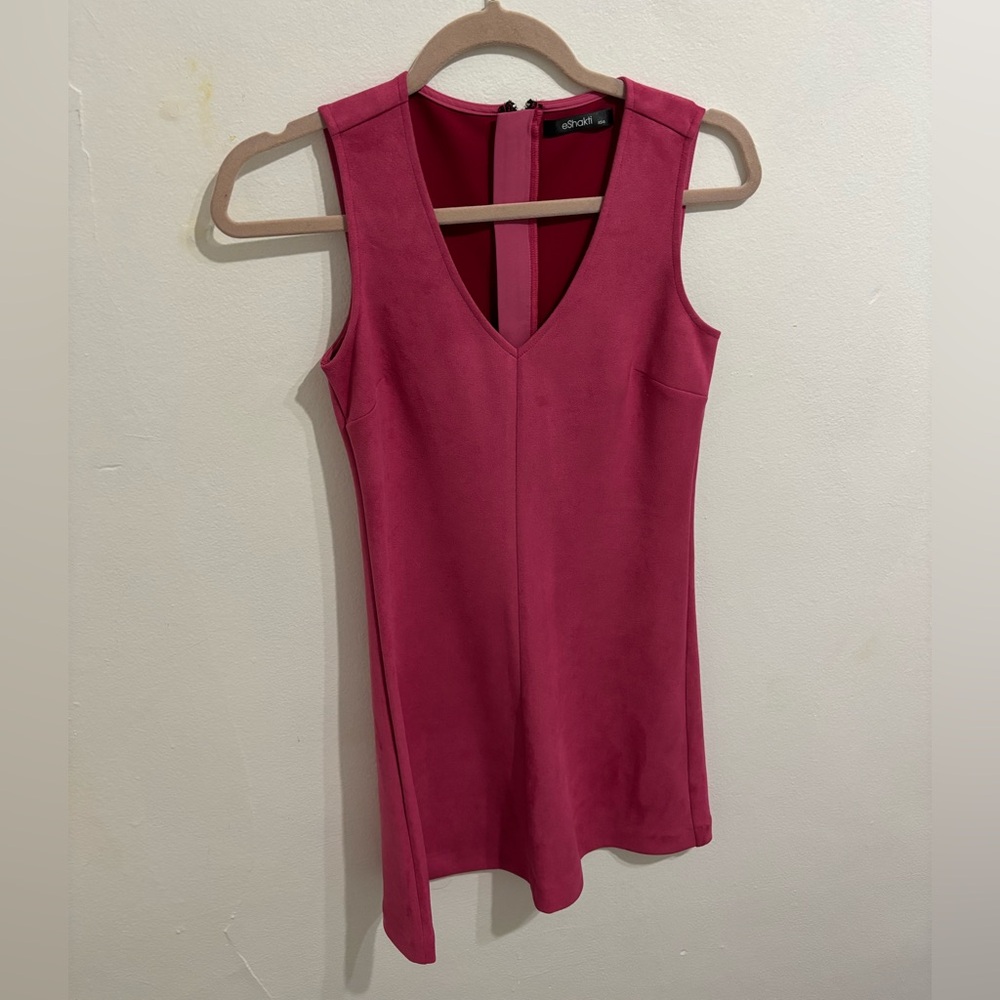 Pink Velvet Mini V-Neck Dress